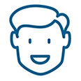 Smiling person line drawing icon