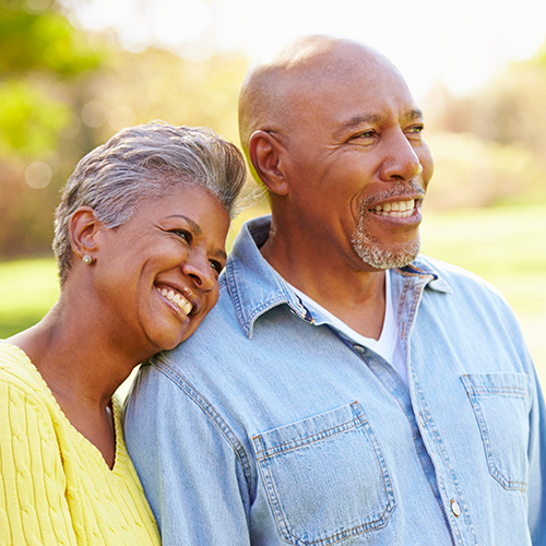 Smiling couple enjoying outdoors